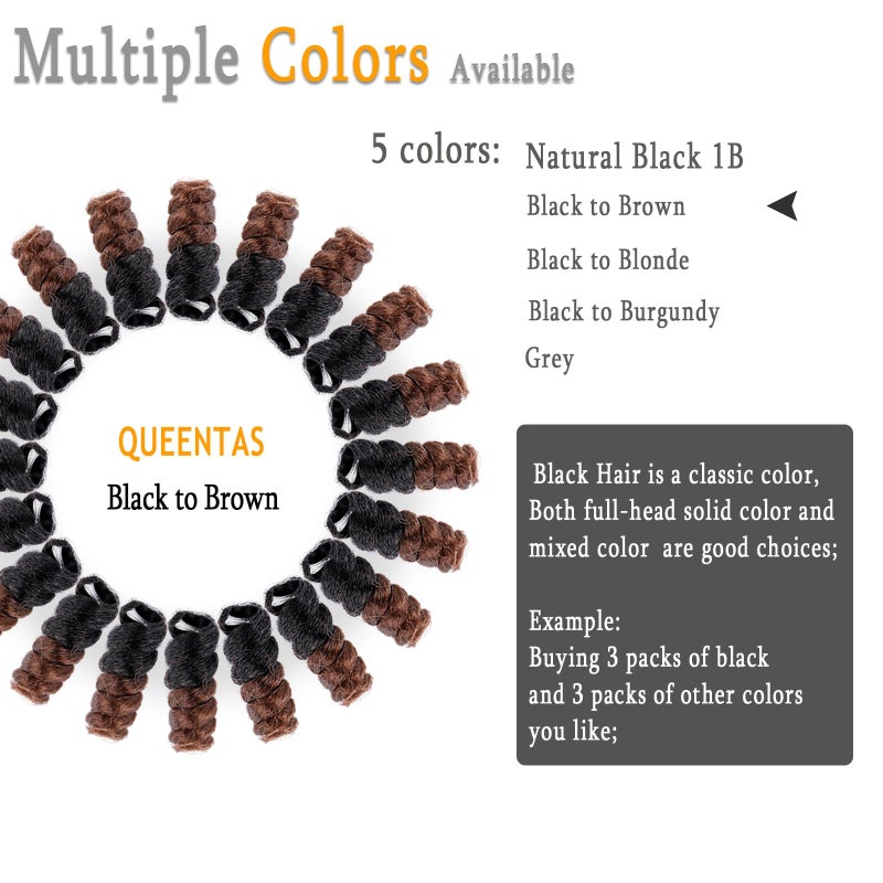 QUEENTAS Short Crochet Hair for Black Women 3 Packs 10inch Brown Jamaican Bounce Curly Crochet Synthetic Hair Extensions 6MM Small Curl Braids Prelooped Twist Wand Jerry Curl(Natural Black/Brown) - Image 3